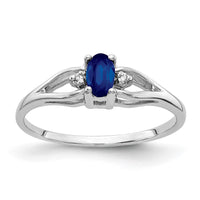 14k White Gold 5x3mm Oval Sapphire AA Diamond ring