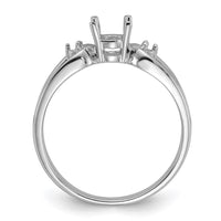14k White Gold Polished .04ct. Diamond & 6x4 Oval Gemstone Ring Mounting
