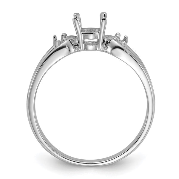 14k White Gold Polished .04ct. Diamond & 6x4 Oval Gemstone Ring Mounting