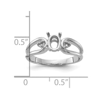 14k White Gold Polished .04ct. Diamond & 6x4 Oval Gemstone Ring Mounting