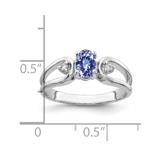 14k White Gold 6x4mm Oval Tanzanite A Diamond ring