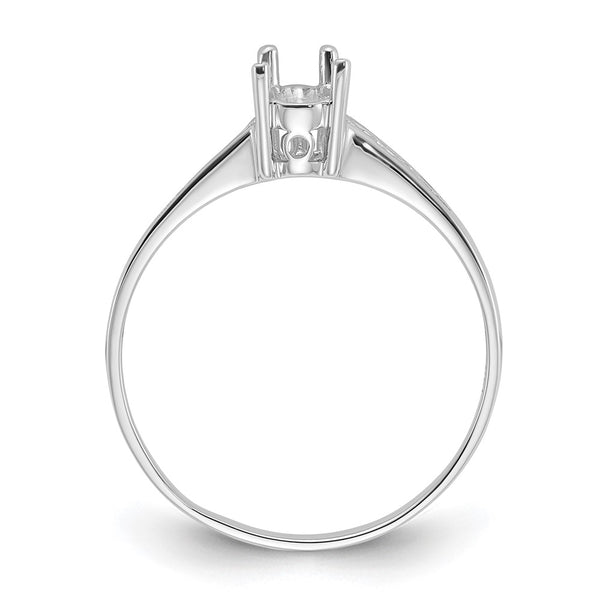 14k White Gold Polished 6x4 Pear Filigree Gemstone Ring Mounting