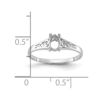 14k White Gold Polished 6x4 Pear Filigree Gemstone Ring Mounting
