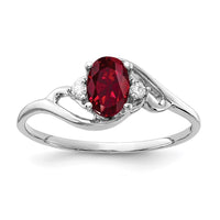 14k White Gold 6x4mm Oval Created Ruby VS Diamond ring
