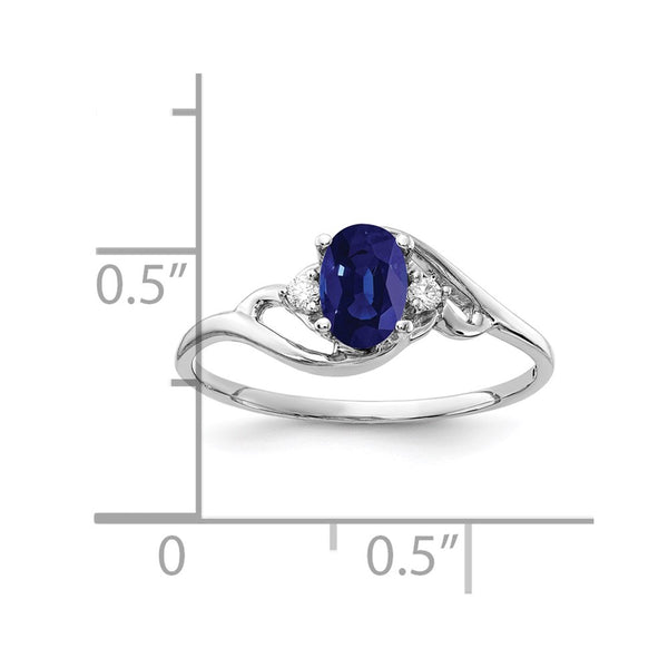 14k White Gold 6x4mm Oval Sapphire A Diamond ring