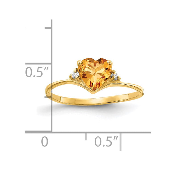 14k 6mm Heart Citrine VS Diamond ring