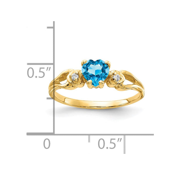 14k 5mm Heart Blue Topaz AAA Diamond ring
