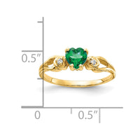 14k 5mm Heart Emerald AA Diamond ring