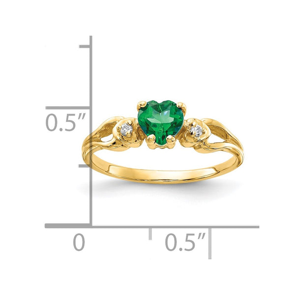 14k 5mm Heart Emerald AA Diamond ring