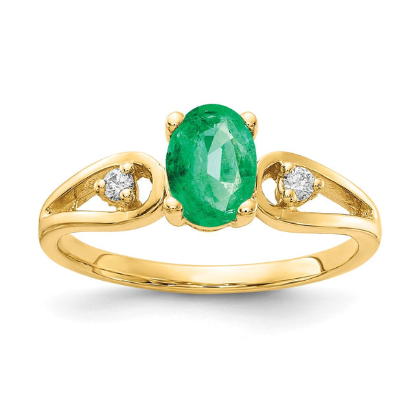 14k 7x5mm Oval Emerald VS Diamond ring