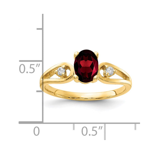 14k 7x5mm Oval Garnet VS Diamond ring