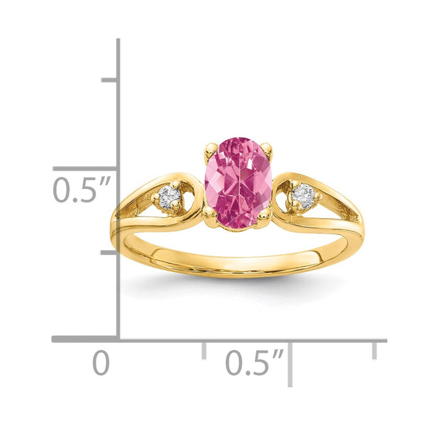 14k 7x5mm Oval Pink Tourmaline AA Diamond ring