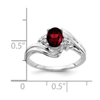 14k White Gold 7x5mm Oval Garnet VS Diamond ring