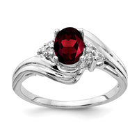 14k White Gold 7x5mm Oval Garnet AA Diamond ring