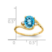 14k Blue Topaz Diamond ring