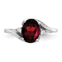 14k White Gold 8x6mm Oval Garnet VS Diamond ring