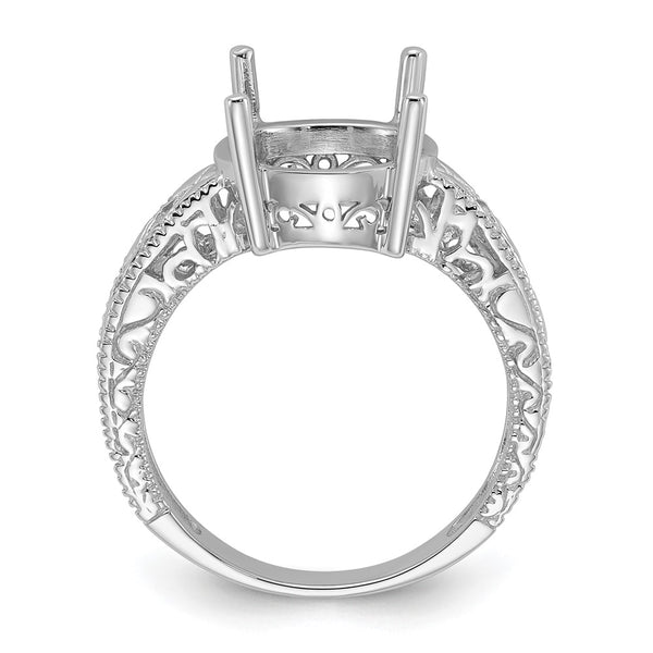 14k White Gold .02ct. Diamond & 12x10 Oval Gemstone Ring Mounting