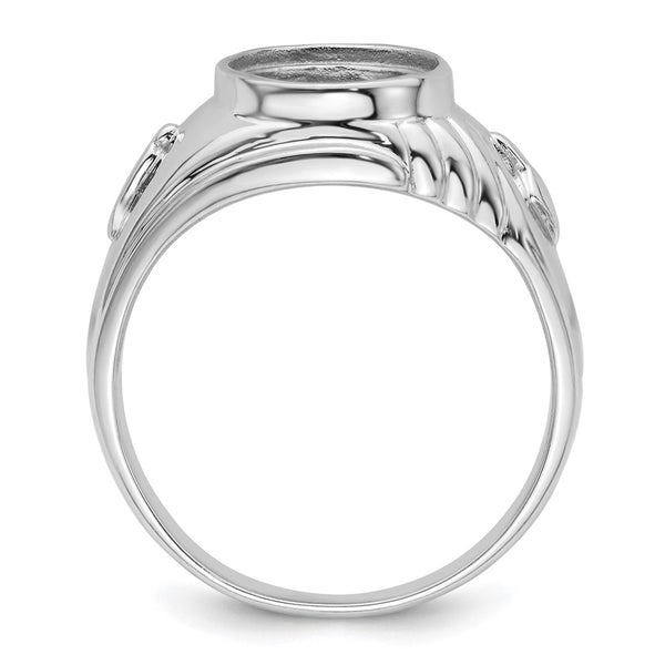 14k White Gold Men's Polished and Textured Masonic Ring Mounting