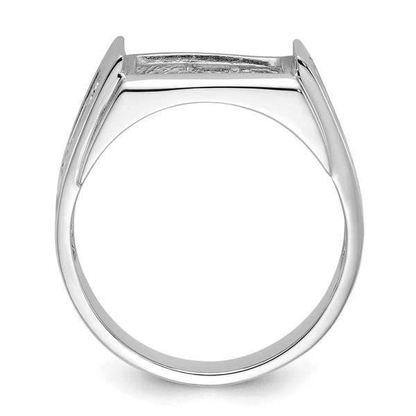 14k White Gold Men's Polished and Textured Masonic Ring Mounting
