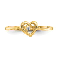 14k AAA Diamond heart ring