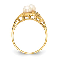 14k 4.5mm FW Cultured Pearl VS Diamond ring