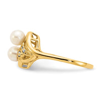 14k 4.5mm FW Cultured Pearl VS Diamond ring