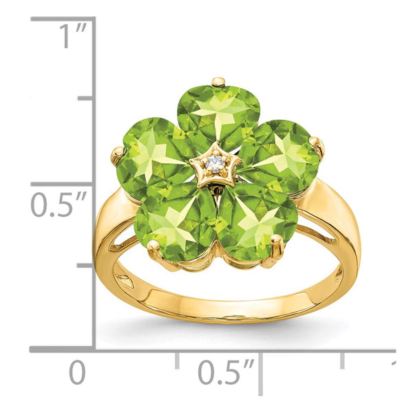 14k 6mm Heart Peridot AAA Diamond ring