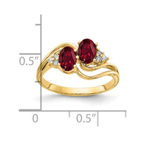 14k 6x4mm Oval Created Ruby A Diamond ring