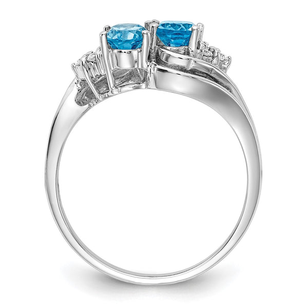 14k White Gold 6x4mm Oval Blue Topaz A Diamond ring