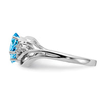 14k White Gold 6x4mm Oval Blue Topaz A Diamond ring