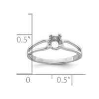 14k White Gold 6x4mm Oval Gemstone Ring Mounting