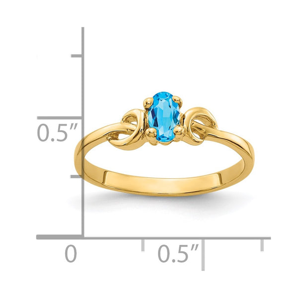 14k 5x3mm Oval Blue Topaz ring