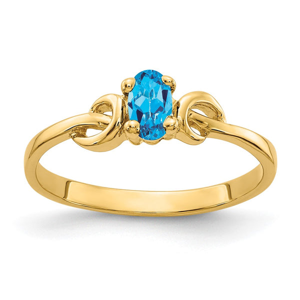 14k 5x3mm Oval Blue Topaz ring