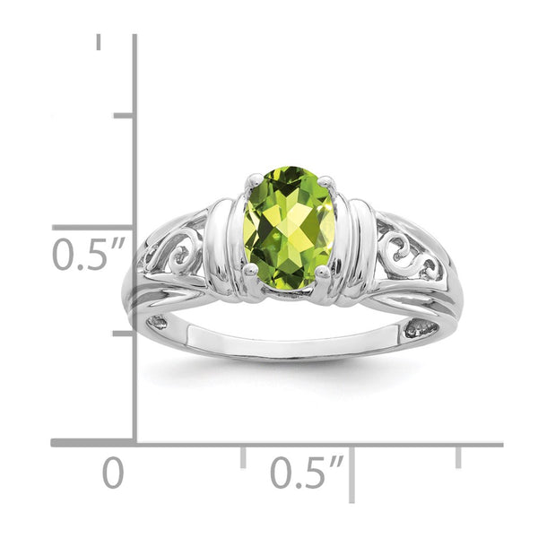 14k White Gold 7x5mm Oval Peridot ring