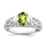 14k White Gold 7x5mm Oval Peridot ring