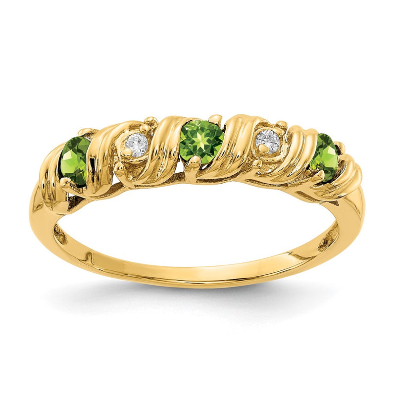 14k 2.75mm Peridot AAA Diamond ring