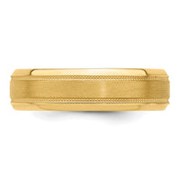 14k Yellow Gold Heavy Comfort Fit Brush Satin Fancy Band