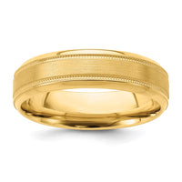 14k Yellow Gold Standard Comfort Fit Brush Satin Fancy Band