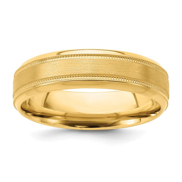 14k Yellow Gold Standard Comfort Fit Brush Satin Fancy Band