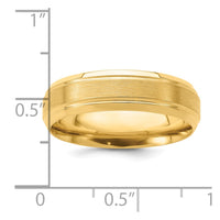 14k Yellow Gold Heavy Comfort Fit Brush Satin Fancy Band