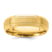 14k Yellow Gold Standard Comfort Fit Brush Satin Fancy Band