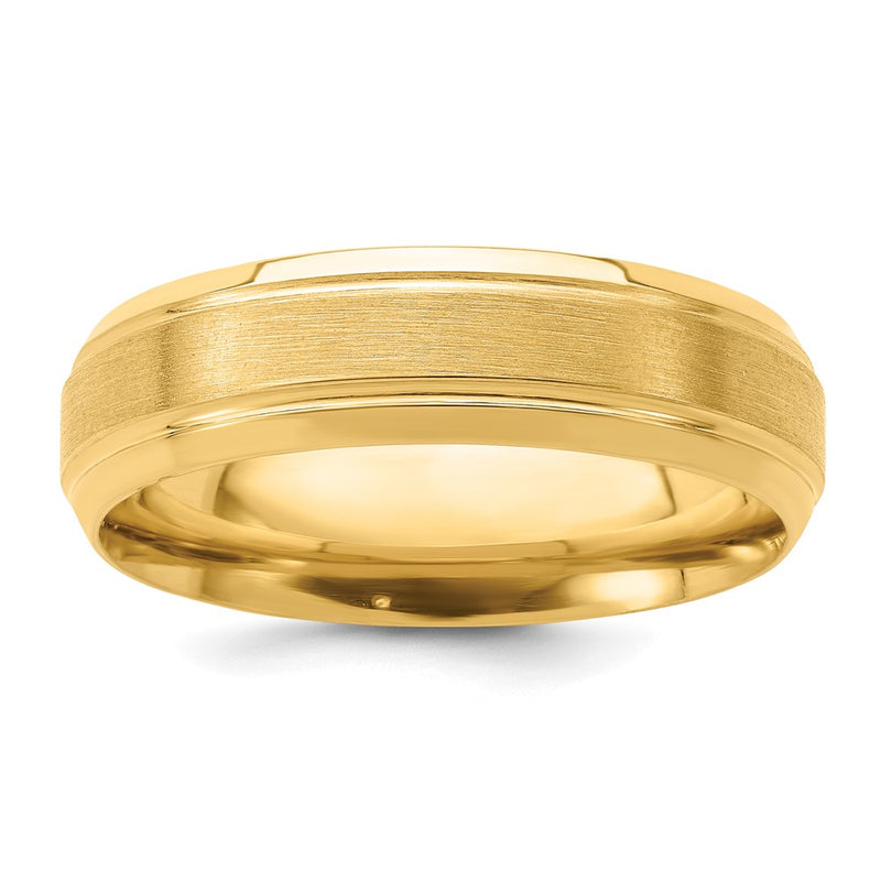 14k Yellow Gold Heavy Comfort Fit Brush Satin Fancy Band