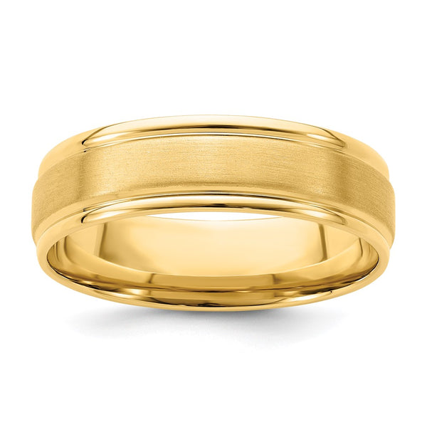 14k Yellow Gold Standard Comfort Fit Brush Satin Fancy Band