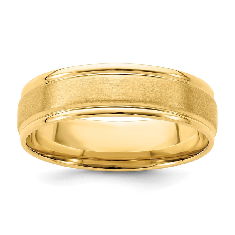 14k Yellow Gold Standard Comfort Fit Brush Satin Fancy Band