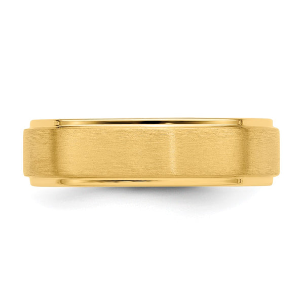 14k Yellow Gold Standard Comfort Fit Brush Satin Fancy Band