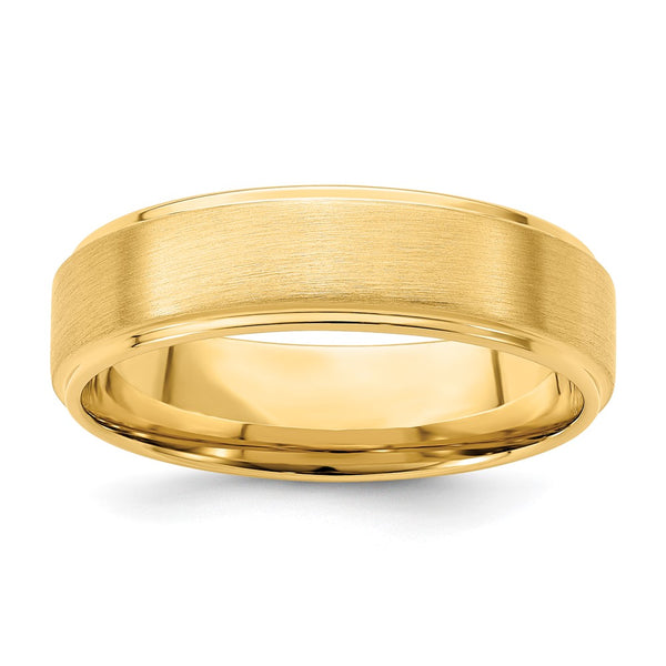 14k Yellow Gold Standard Comfort Fit Brush Satin Fancy Band