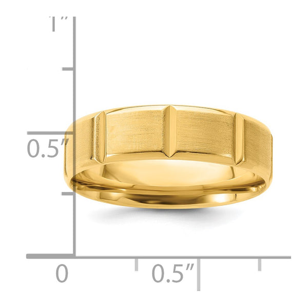 14k Yellow Gold Light Comfort Fit Brush Satin Fancy Band
