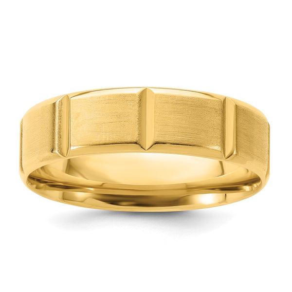 14k Yellow Gold Light Comfort Fit Brush Satin Fancy Band