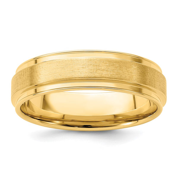 14k Yellow Gold Standard Comfort Fit Brush Satin Fancy Band