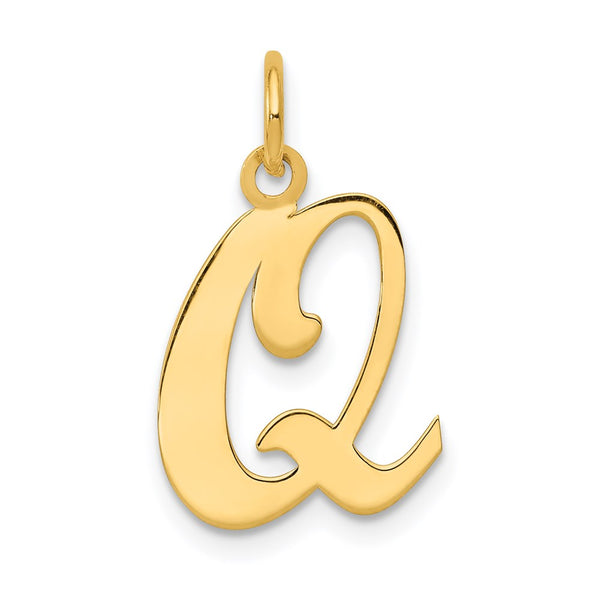 14KW Script Letter Q Initial Charm